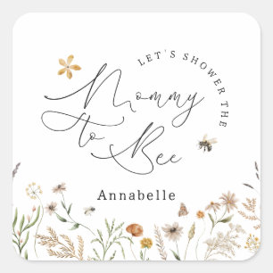 Mummy to bee wildflower baby shower square sticker