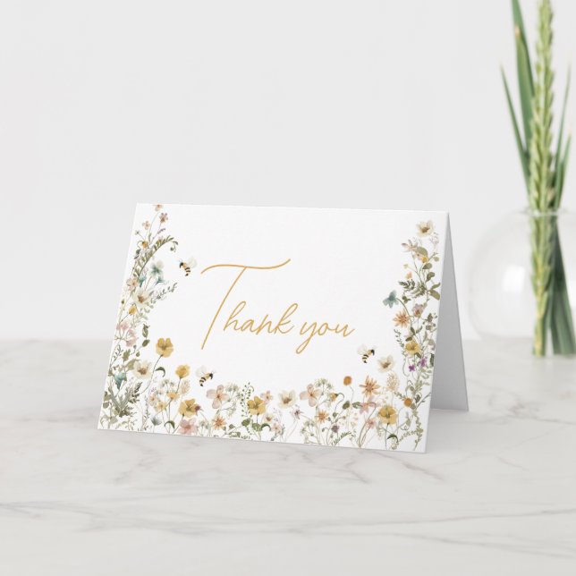 Mummy to Bee Wildflower Baby Shower Thank You Card (Front)