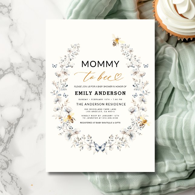 Mummy to Bee Wildflower Gender Neutral Baby Shower Invitation (Creator Uploaded)