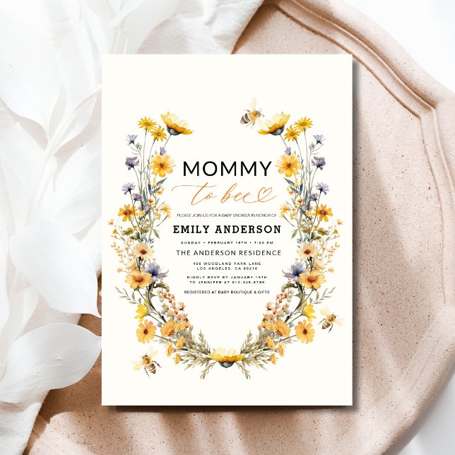 Mummy to Bee Wildflower Gender Neutral Baby Shower Invitation (Creator Uploaded)
