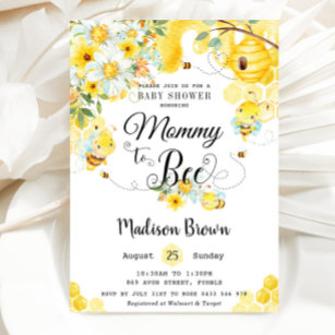 Mummy to Bee Yellow Floral Baby Shower Neutral Invitation