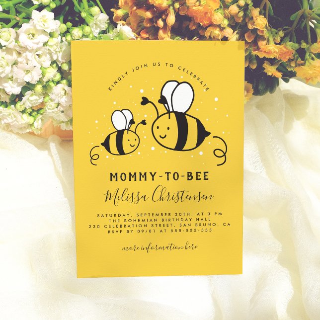 Mummy To Bee Yellow Gender Neutral Baby Shower Invitation (Creator Uploaded)