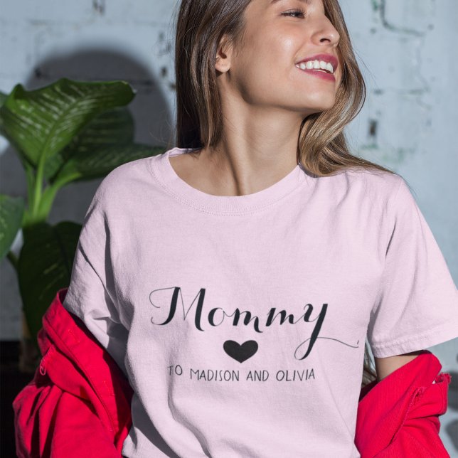 Mummy Trendy Mum, Kids Names Mother's Day Gift  T-Shirt (Creator Uploaded)