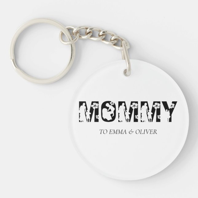 Mummy | Unique Mum Mother's Day Kids Names Key Ring (Front)