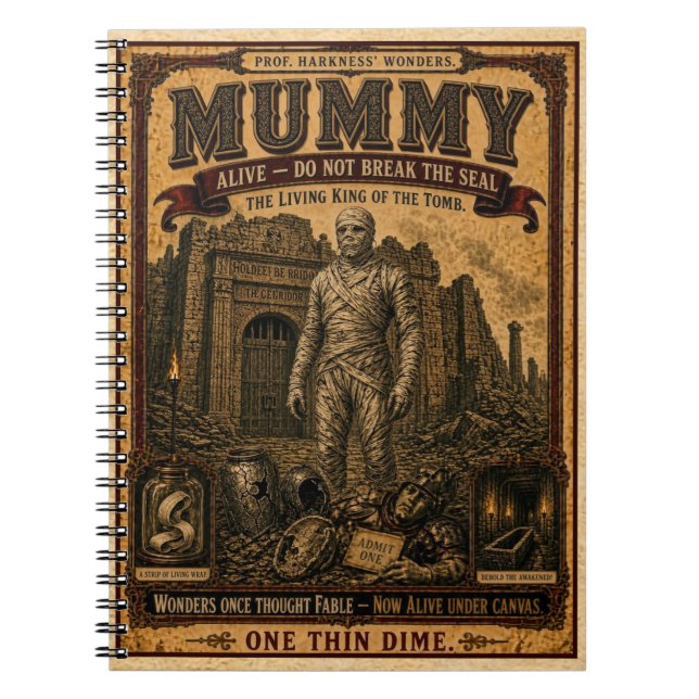 Mummy, Vintage Circus Monster Notebook (Front)