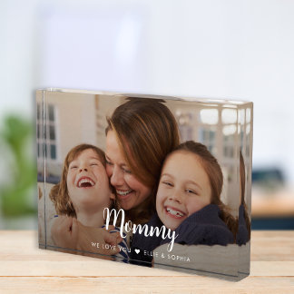 Mummy We Love You Modern Script Photo Block