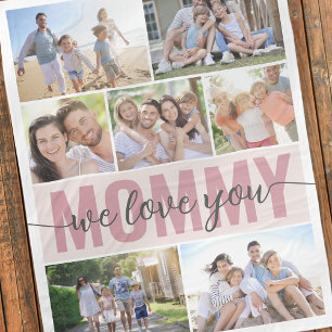 Mummy We Love You Photo Collage Mother's Day Fleece Blanket