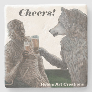 Mummy & Werewolf Drinking Fantasy Barware Coaster