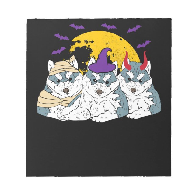 Mummy witch siberian husky dog | halloween gift notepad (Front)
