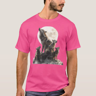 Mummy Wolf Howling At Moon Wolf Lovers Mother'S Da T-Shirt