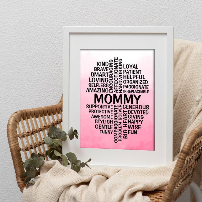 Mummy Word Cloud Name Pink Ombre Poster (Creator Uploaded)
