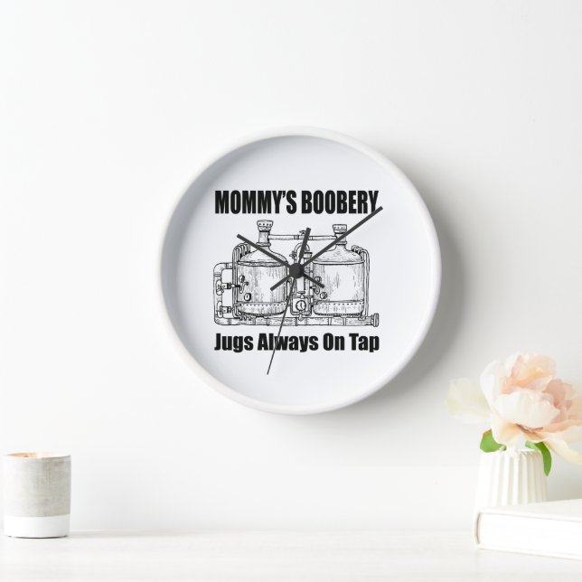 Mummy's Boobery Jugs Always On Tap Clock (Home)