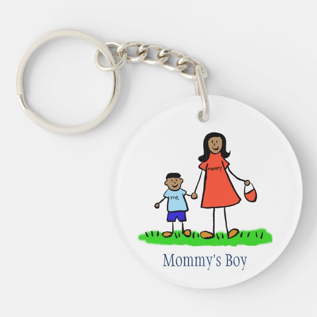 Mummy's Boy Family Art Characters Custom Keychain (Front)