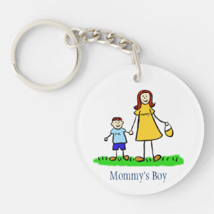 Mummy's Boy Family Art Characters Custom Keychain