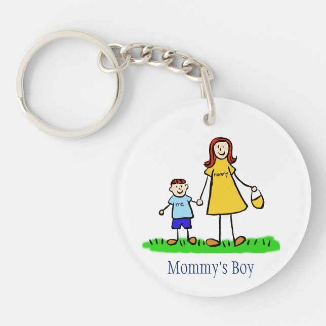 Mummy's Boy Family Art Characters Custom Keychain (Front)