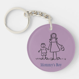 Mummy's Boy Family Art Characters Custom Keychain