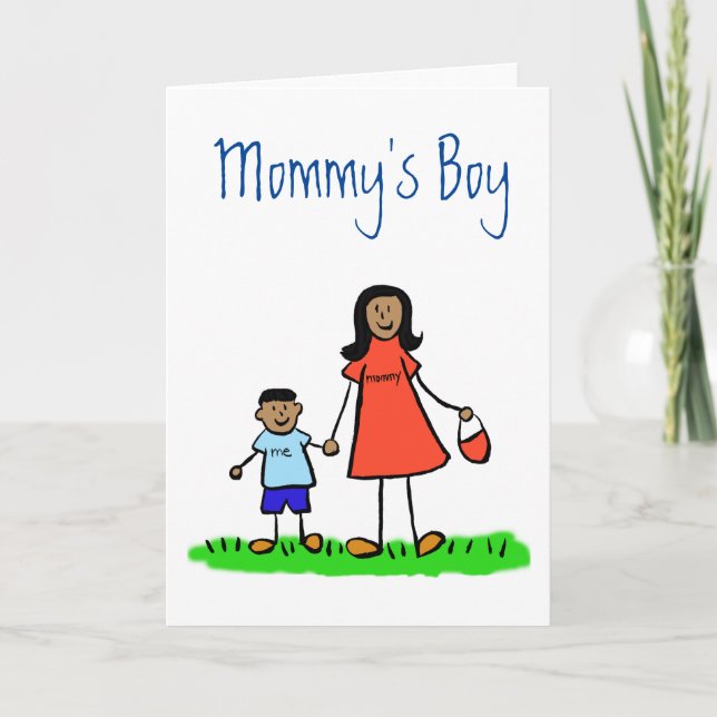 Mummy's Boy Family Character Custom Greeting Card (Front)