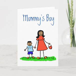 Mummy's Boy Family Character Custom Greeting Card