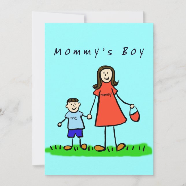 Mummy's Boy Invitation (Brunette Hair) (Front)