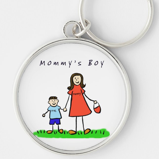 Mummy's Boy Keychain (Brunette Hair) (Front)