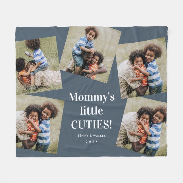 Mummy's Cuties Photo Collage Mother's Day Fleece Blanket (Front (Horizontal))