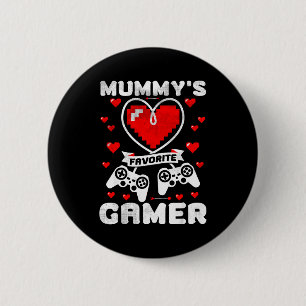 Mummy's Favorite Gamer Funny Boys Kids Valentine's 6 Cm Round Badge