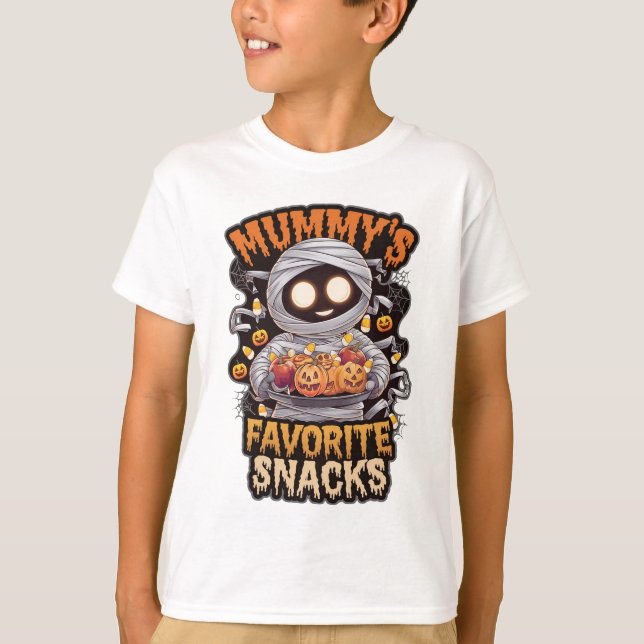 Mummy's Favourite Snacks Orange Black Funny  T-Shirt (Front)