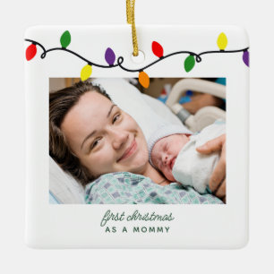 Mummy's First Christmas Colourful String Lights Ceramic Ornament