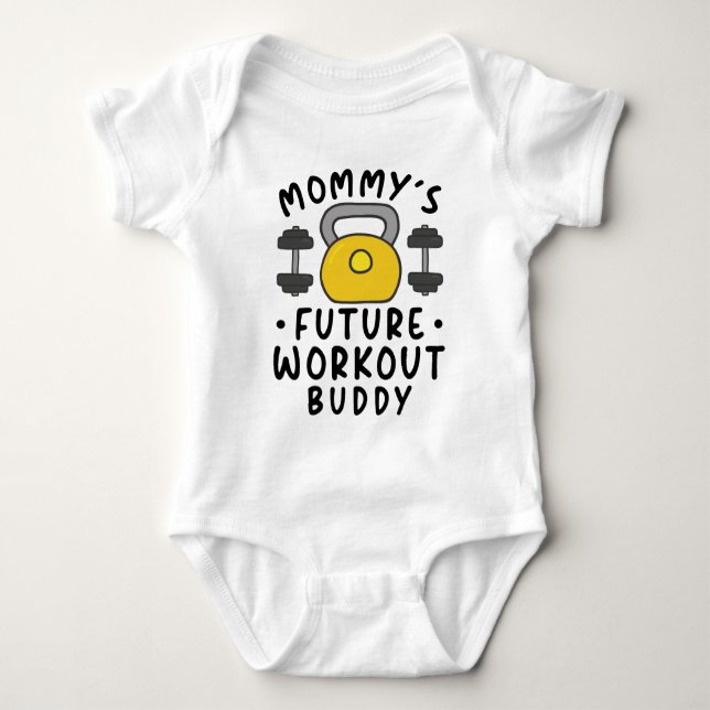Mummy's Future Workout Buddy - Weightlifting Baby Bodysuit (Front)