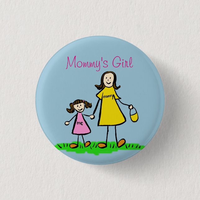 Mummy's Girl Family Art Custom Pendant Buttons (Front)