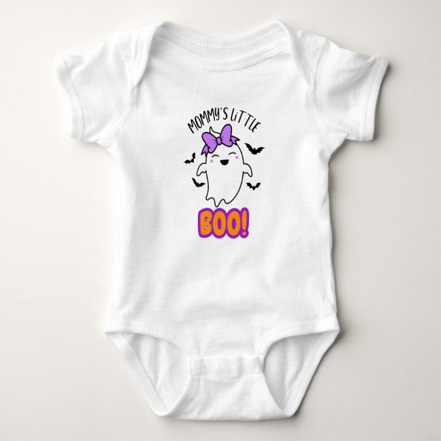 Mummy's Little Boo, mummy's girl, Cute Halloween  Baby Bodysuit (Front)