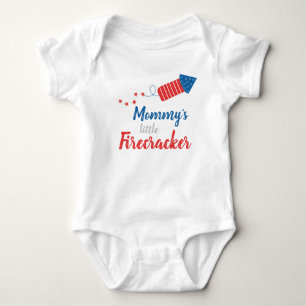 Mummy's Little Firecracker Red Blue Baby Bodysuit
