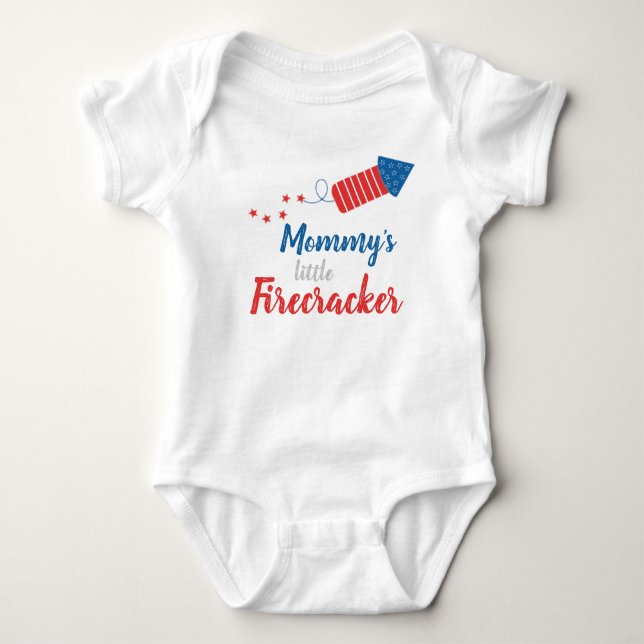Mummy's Little Firecracker Red Blue Baby Bodysuit (Front)