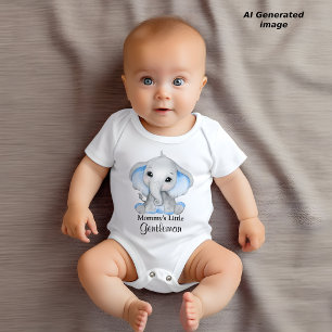 Mummy's Little Gentleman Cute Elephant Baby Bodysuit