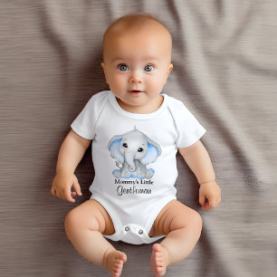 Mummy's Little Gentleman Cute Elephant Baby Bodysuit
