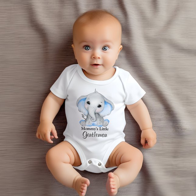 Mummy's Little Gentleman Cute Elephant Baby Bodysuit (Creator Uploaded)
