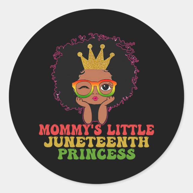 Mummy's Little Juneteenth Princes Celebrate Black  Classic Round Sticker (Front)