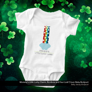 Mummy's Little Lucky Charm Rainbow 4-Leaf Clover Baby Bodysuit