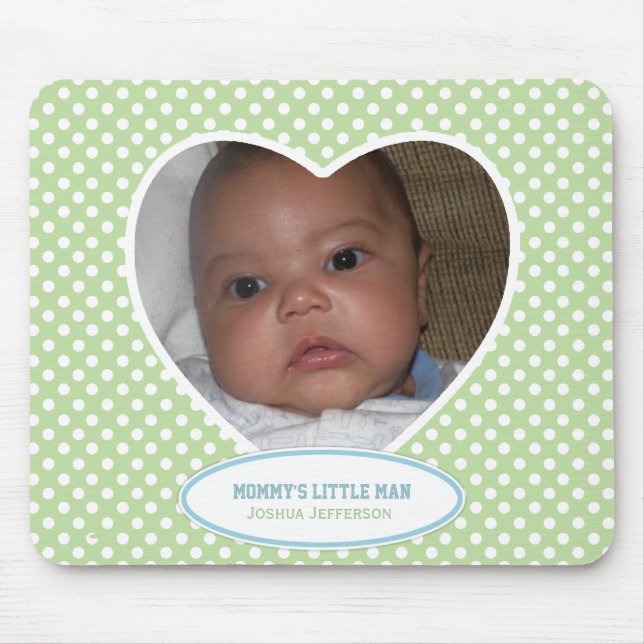Mummy's Little Man: Green Heart: Picture Mousepad (Front)
