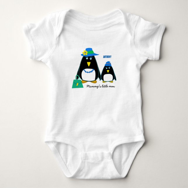 Mummy's Little Man. Little Penguin Baby Bodysuits (Front)