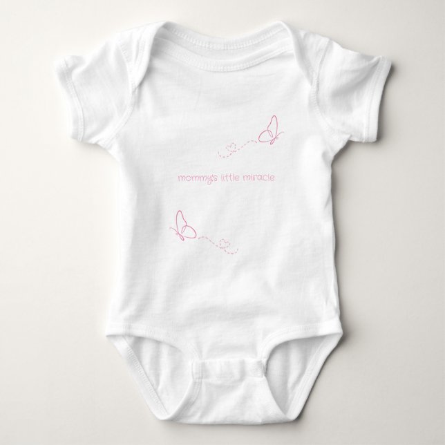"mummy's little miracle" Pink Butterflies Baby Bodysuit (Front)