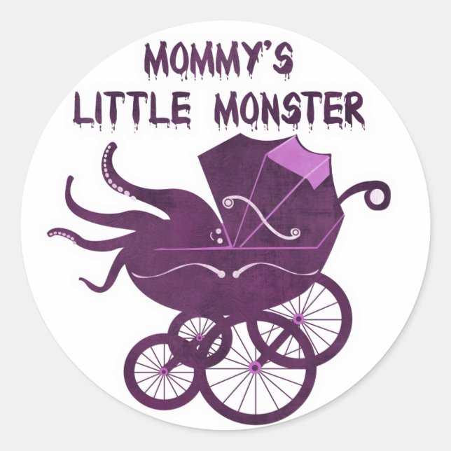 Mummy's Little Monster. Classic Round Sticker (Front)