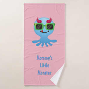 Mummy's Little Monster with Horns Bath Towel