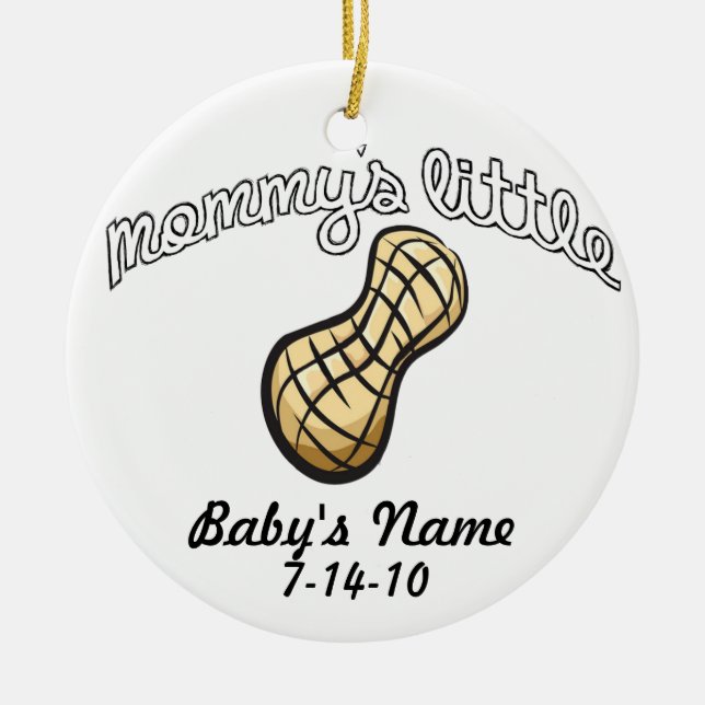 Mummy's Little Peanut - Your Name Ceramic Tree Decoration (Front)