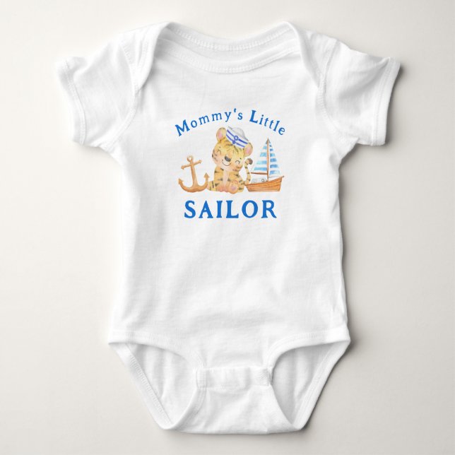 Mummy's little sailor nautical marine baby tiger bodysuit (Front)