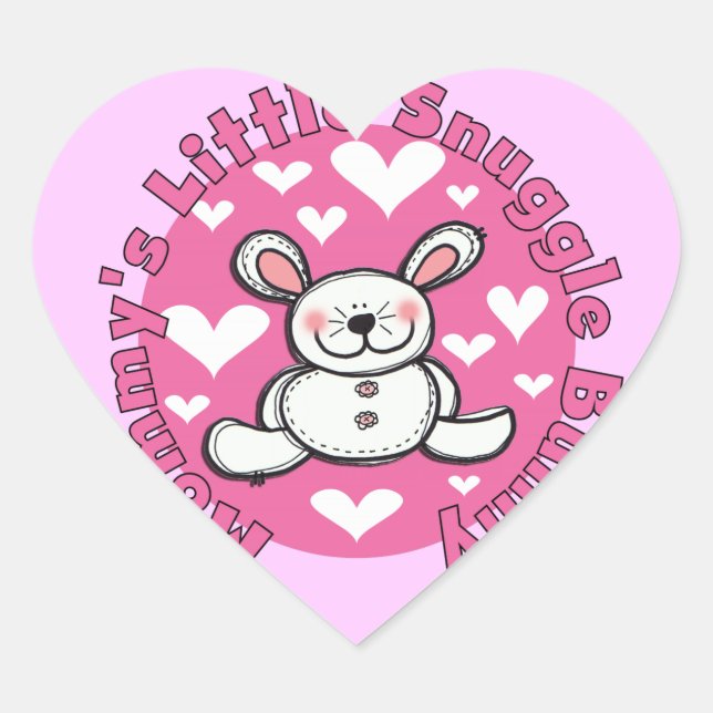 Mummy's Little Snuggle Bunny Heart Sticker (Front)