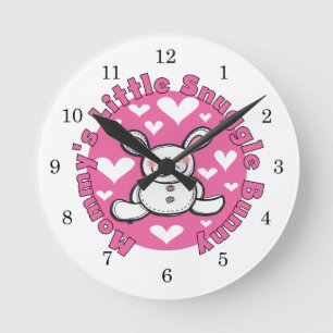 Mummy's Little Snuggle Bunny Round Clock
