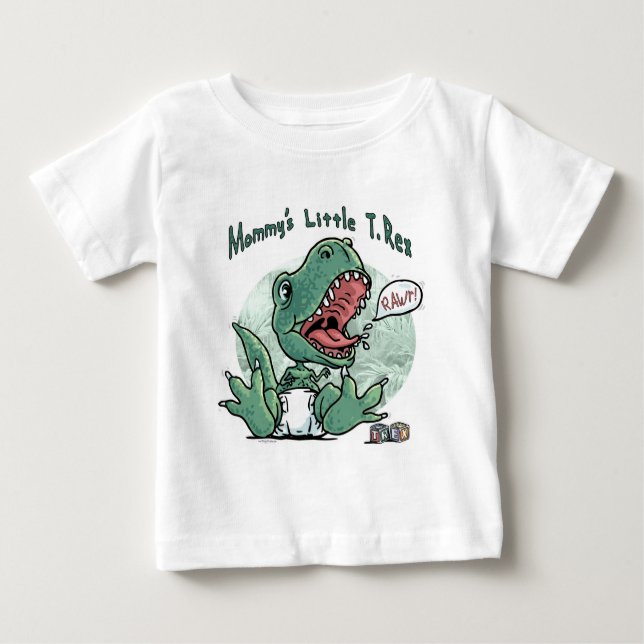 Mummy's Little T. Rex by Mudge Studios Baby T-Shirt (Front)