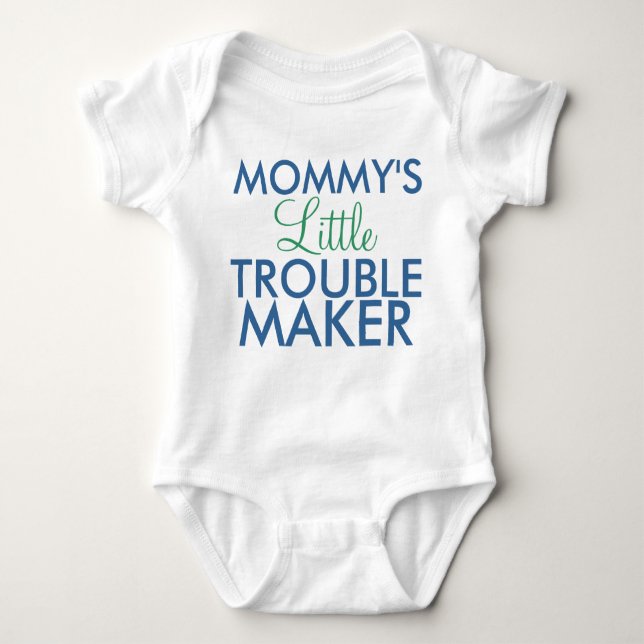 Mummy's Little Trouble Maker Blue Baby Bodysuit (Front)