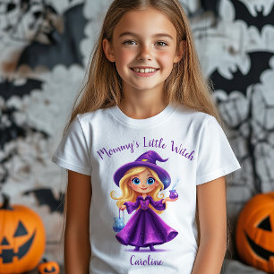 Mummy's Little Witch Halloween Girl Name T-Shirt